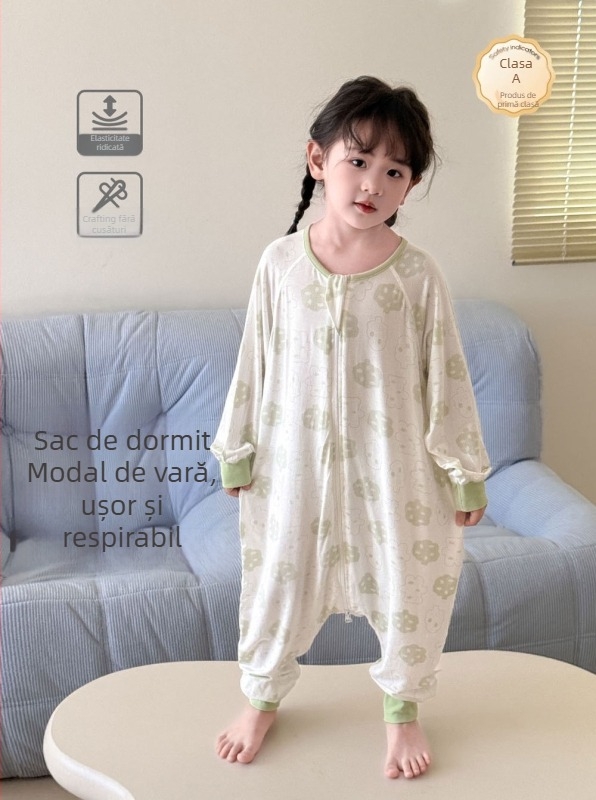 Mo Ximo Pijama de vară pentru copii, din modal, cu picioare separate, subțire, absorbție a umezelii, imprimeu desen animat
