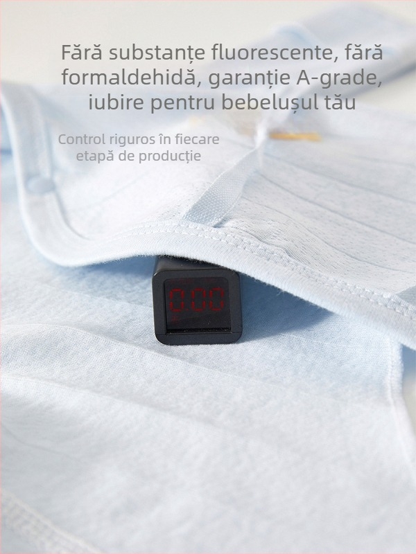 Top pentru nou-născuți din 100% bumbac, fără glugă, guler rotund, 0–12 luni, țesătură moale