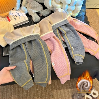 Pantaloni de iarnă pentru copii, fleece ovăzit, 95% poliester, talie medie, unisex, Securitate Clasa A