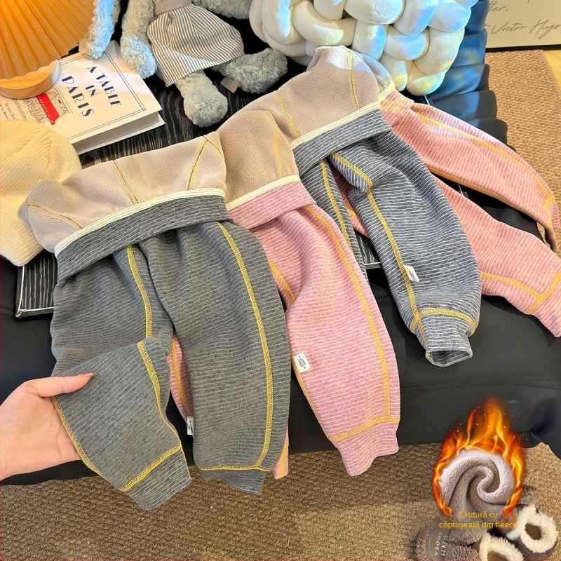 Pantaloni de iarnă pentru copii, fleece ovăzit, 95% poliester, talie medie, unisex, Securitate Clasa A