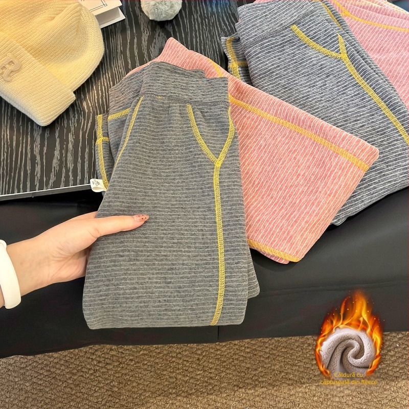 Pantaloni de iarnă pentru copii, fleece ovăzit, 95% poliester, talie medie, unisex, Securitate Clasa A