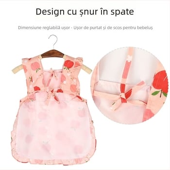 Șorț de pictură pentru copii, cu imprimeu floral, protecție pentru fetițe, din bumbac, impermeabil