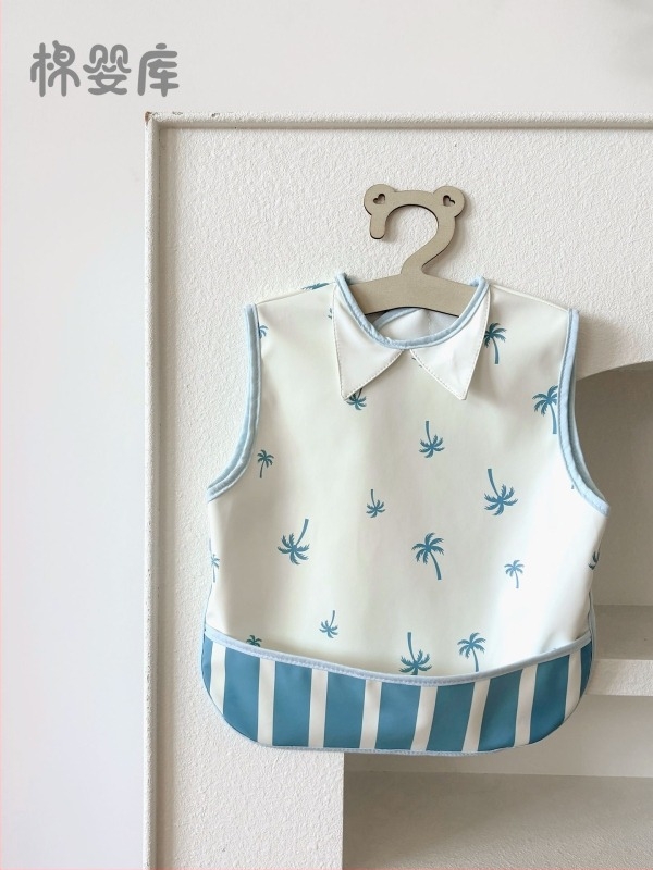 Smoc impermeabil fără mâneci pentru hrănire și pictură, unisex, țesătură poliester, model Cartoon, brand Cotton Baby Library, cod 0400, primăvara 2025, clasă de siguranță A