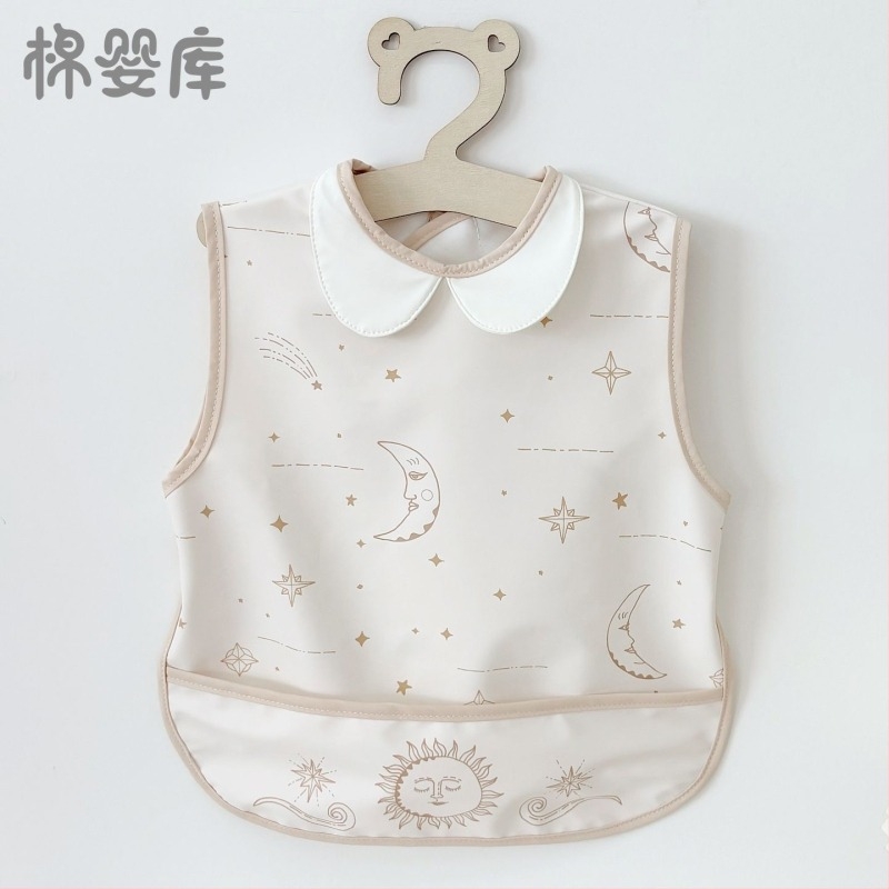 Smoc impermeabil fără mâneci pentru hrănire și pictură, unisex, țesătură poliester, model Cartoon, brand Cotton Baby Library, cod 0400, primăvara 2025, clasă de siguranță A