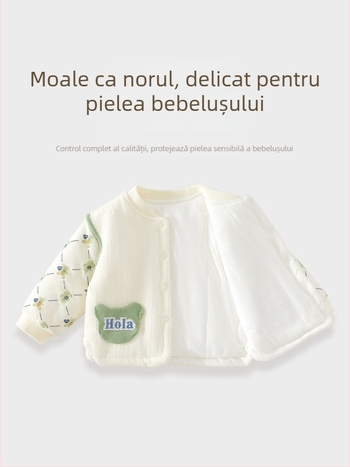 Top pentru bebeluși din bumbac cu umplutură, unisex, decolteu în V, 95% bumbac, țesătură moale