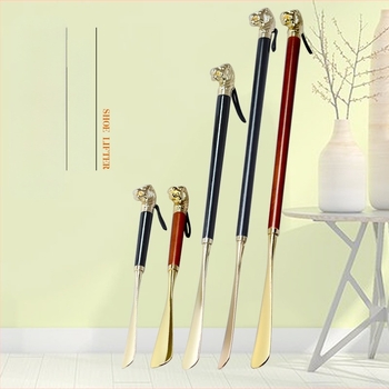 Descalțator de pantofi lung, cap de leu și cap de cal, zodii, lemn masiv, model XD-2305