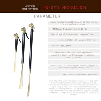 Descalțator de pantofi lung, cap de leu și cap de cal, zodii, lemn masiv, model XD-2305