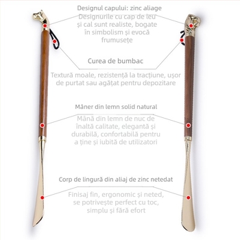 Instrument pentru încălțăminte din lemn de nuc, placat cu aur, model 2-201, stil figură zilnic, Auspicious Foot