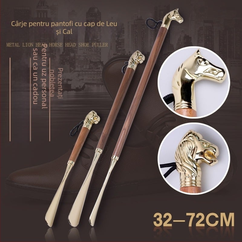 Instrument pentru încălțăminte din lemn de nuc, placat cu aur, model 2-201, stil figură zilnic, Auspicious Foot