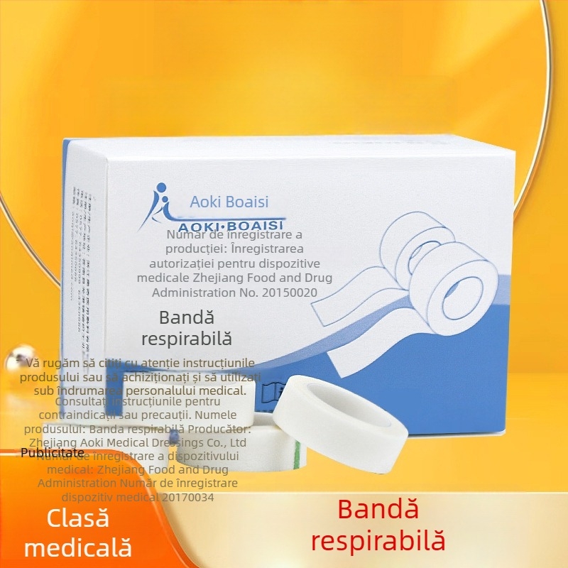 Bandă PE microporoză transparentă pentru infuzie – adeziv sensibil la presiune, logo imprimat, grosime 2 mm