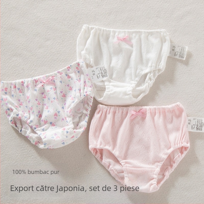 Chiloți pentru fete, 100% bumbac, plasă respirabilă, fără fluor, pentru 3–8 ani