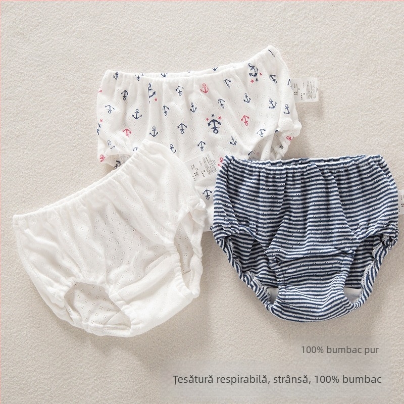 Chiloți pentru fete, 100% bumbac, plasă respirabilă, fără fluor, pentru 3–8 ani