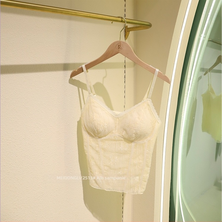 Bustier din nylon, stil franțuzesc retro, cu cupă 3/4, cupă subțire, respirabil