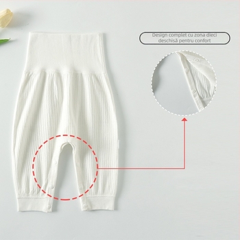 Pantaloni din bumbac 100% pentru bebeluși și copii, talie înaltă, talie elastică, pentru nou-născuți (0–1 an), fără deschidere în zona cracului