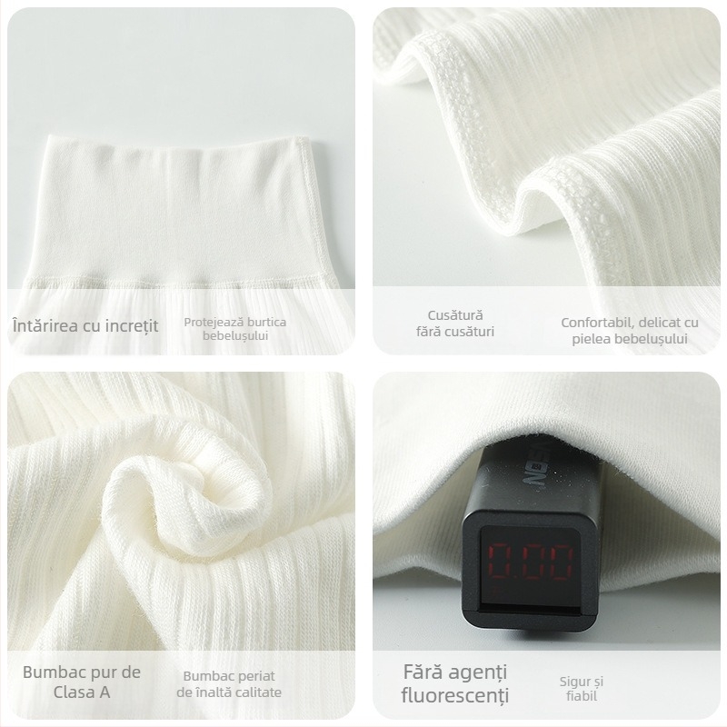 Pantaloni din bumbac 100% pentru bebeluși și copii, talie înaltă, talie elastică, pentru nou-născuți (0–1 an), fără deschidere în zona cracului