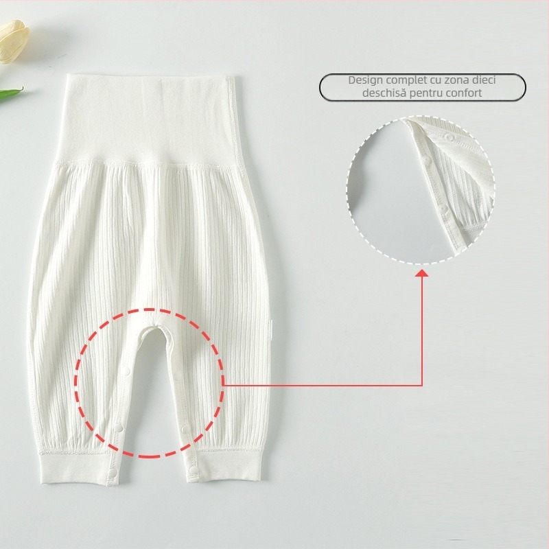 Pantaloni din bumbac 100% pentru bebeluși și copii, talie înaltă, talie elastică, pentru nou-născuți (0–1 an), fără deschidere în zona cracului