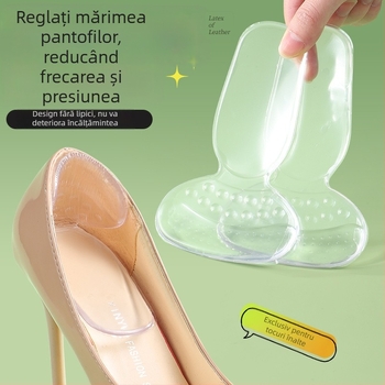 Padă transparentă din silicon pentru călcâi, pentru pantofi cu toc înalt – antiuzură, anti-alunecare, absorbție a șocurilor și eliberare a presiunii, două funcții într-un pad de jumătate de mărime, model 5078-1, dimensiuni 7x3 cm, Na Dong