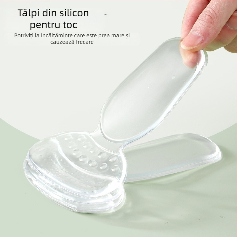 Padă transparentă din silicon pentru călcâi, pentru pantofi cu toc înalt – antiuzură, anti-alunecare, absorbție a șocurilor și eliberare a presiunii, două funcții într-un pad de jumătate de mărime, model 5078-1, dimensiuni 7x3 cm, Na Dong