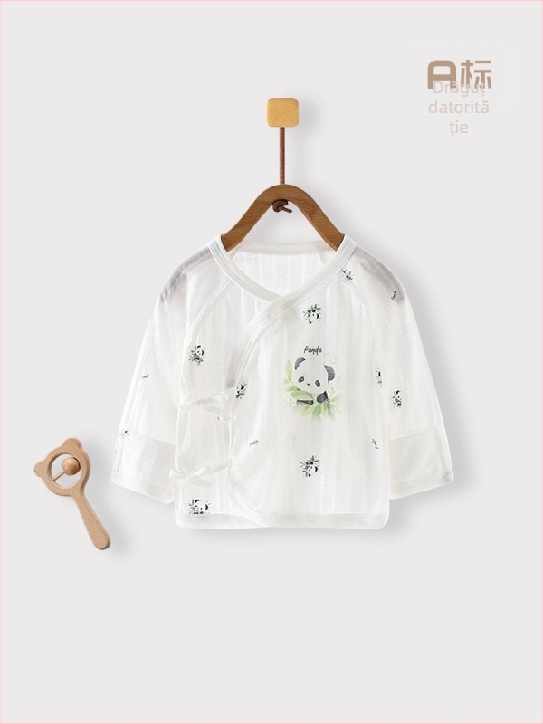 Pijamă bebeluși din bumbac, ultra-subțire, respirabilă, guler rotund, fără glugă, 100% bumbac, tratament moale, 0–12 luni