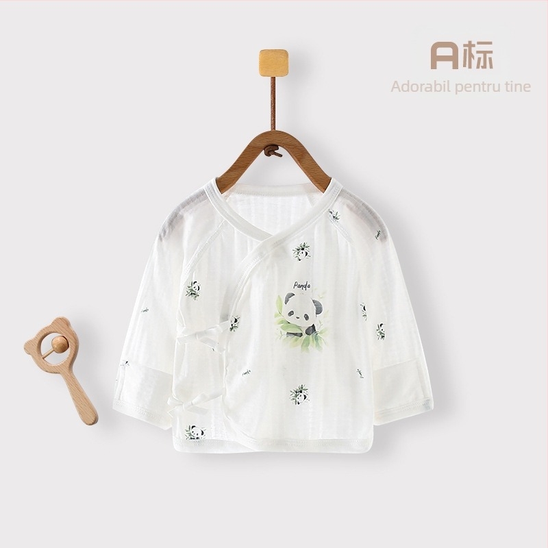 Pijamă bebeluși din bumbac, ultra-subțire, respirabilă, guler rotund, fără glugă, 100% bumbac, tratament moale, 0–12 luni