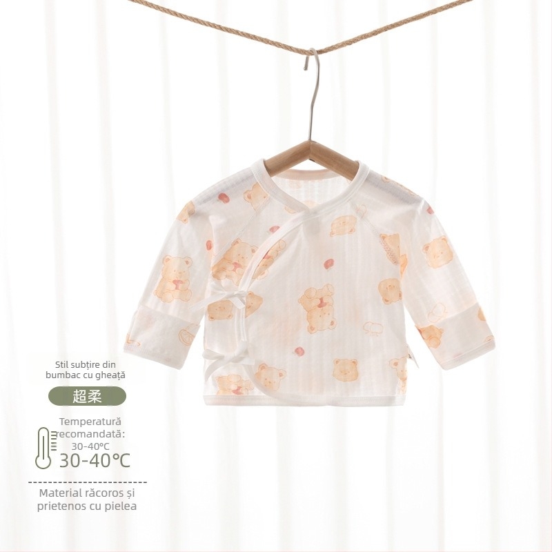 Pijamă bebeluși din bumbac, ultra-subțire, respirabilă, guler rotund, fără glugă, 100% bumbac, tratament moale, 0–12 luni