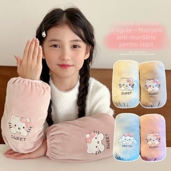Protecții pentru mâneci de copii – anti-murdărire, căptușite cu fleece, broderie, model cartoon, vârste 1–8 ani