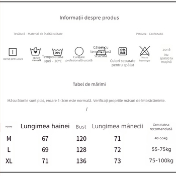 Cardigan damă cu fermoar, guler înălțat, mâneci lungi, croială lejeră, țesătură din bumbac-poliester
