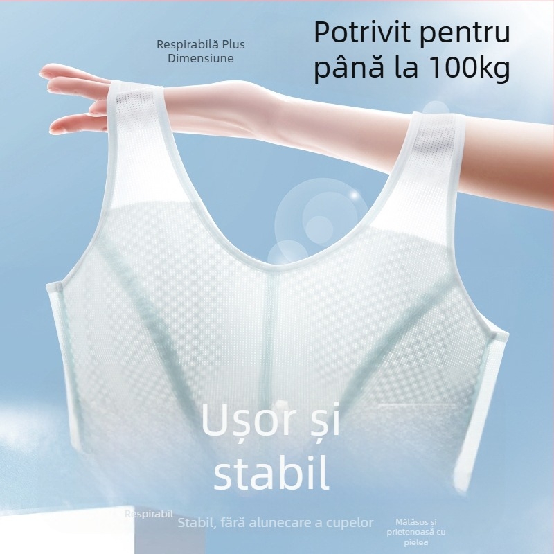  Sutien pentru fete, stil vestă, din nylon cu căptușeală de bumbac, cupe pline cu formă ultra-subțire din mătase-cotton, fără sârmă, bretele fixe duble