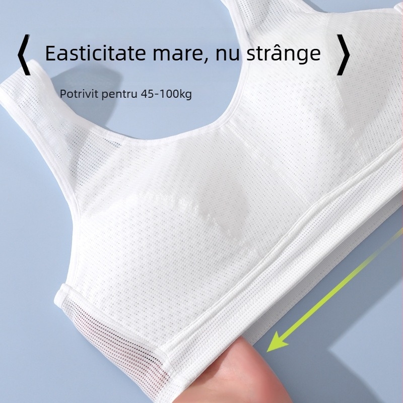  Sutien pentru fete, stil vestă, din nylon cu căptușeală de bumbac, cupe pline cu formă ultra-subțire din mătase-cotton, fără sârmă, bretele fixe duble
