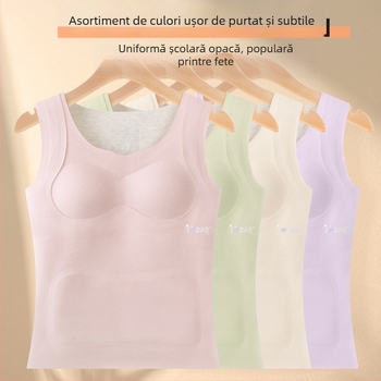 Vesta termică pentru fete, strat de bază cu glugă, dublu strat, poliester gros, imprimeu animal, căptușeală velur