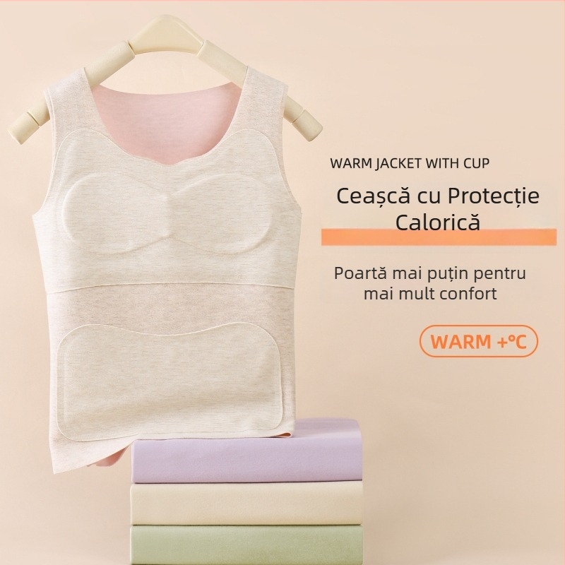 Vesta termică pentru fete, strat de bază cu glugă, dublu strat, poliester gros, imprimeu animal, căptușeală velur