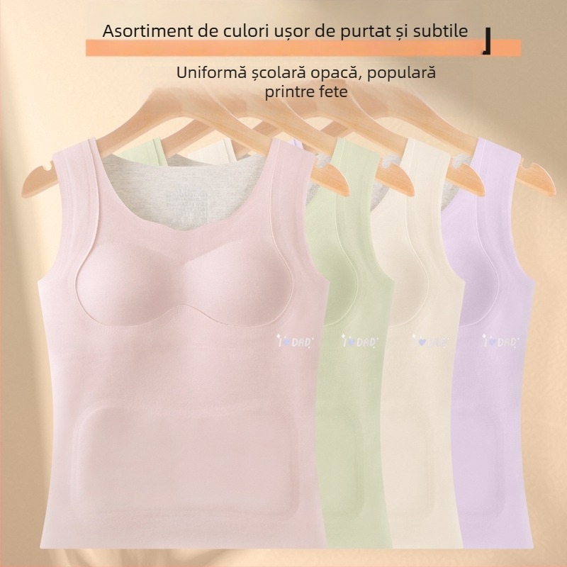 Vesta termică pentru fete, strat de bază cu glugă, dublu strat, poliester gros, imprimeu animal, căptușeală velur