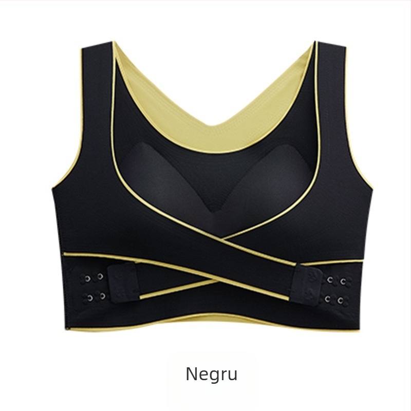 Bustier sport din nylon, cupe cu bureți, fără sârmă, cupe modelate subțiri, bretele încrucișate pe lateral