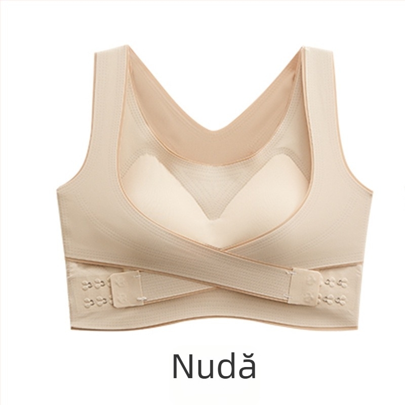 Bustier sport din nylon, cupe cu bureți, fără sârmă, cupe modelate subțiri, bretele încrucișate pe lateral