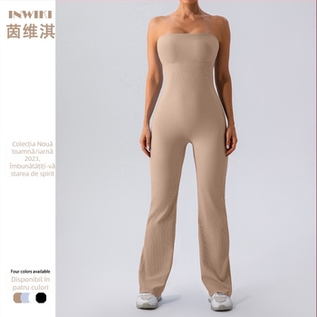 INWIKI salopetă sport feminină pentru yoga și dans, 75% nailon / 25% spandex, cu pernă pentru bust, material nailon, toamnă 2023