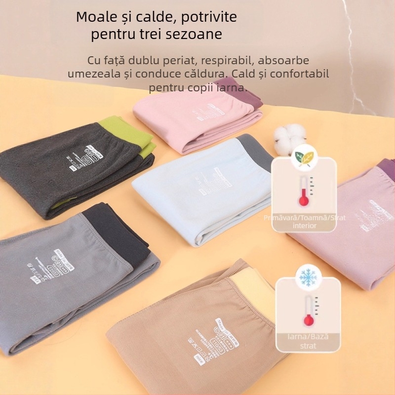 Pantaloni termici pentru copii, groși pentru toamnă și iarnă, fără cusături, unisex, strat de bază, vârsta 3–8 ani