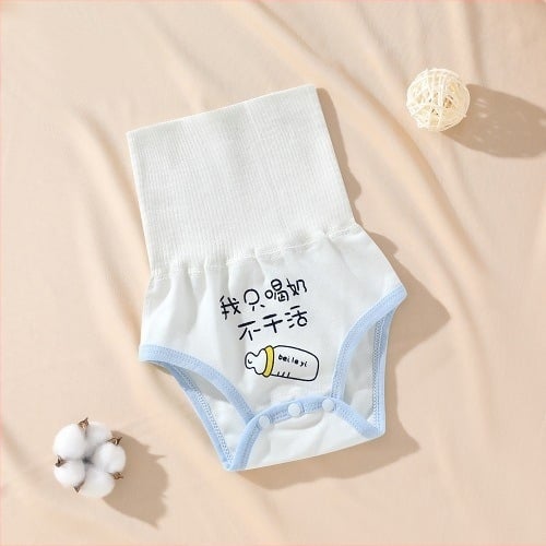 Bebeluși pantaloni din bumbac 100% cu talie înaltă pentru protecția abdomenului, pentru nou-născuți, fără cusături – Bei Le Yi