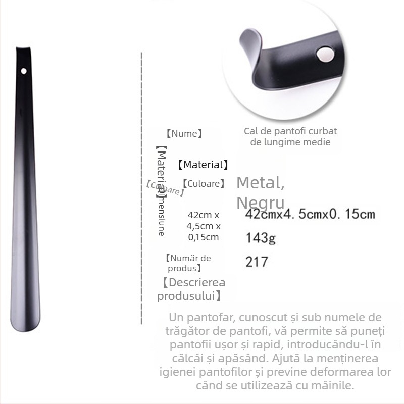 Corn de pantofi din oțel inoxidabil, lungime medie, pentru încălțare și descălcare ușoară, model Ad217, brand Auspicious enough, stil zilnic