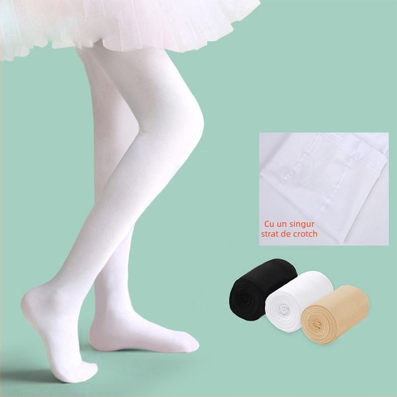 Colanți de dans pentru copii, căptuți cu fleece, poliester gros 90–95%, călduroși pentru modelare, 7–12 ani