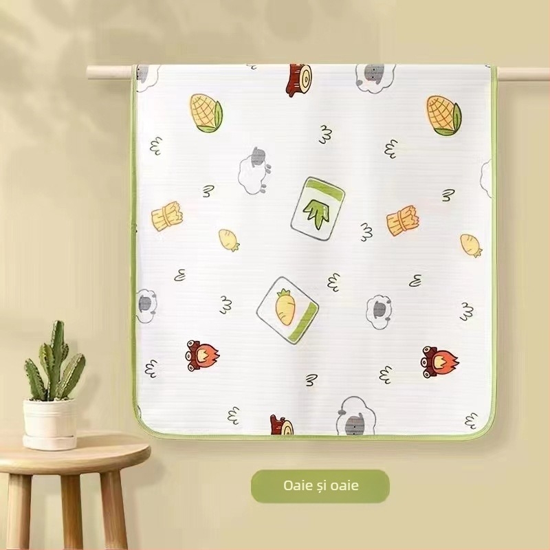 Pad de saltea pentru bebeluși cu protecție împotriva scurgerilor, din bumbac jacquard dublu și strat TPU impermeabil, stil desen animat, procesare personalizabilă, etichetă privată disponibilă