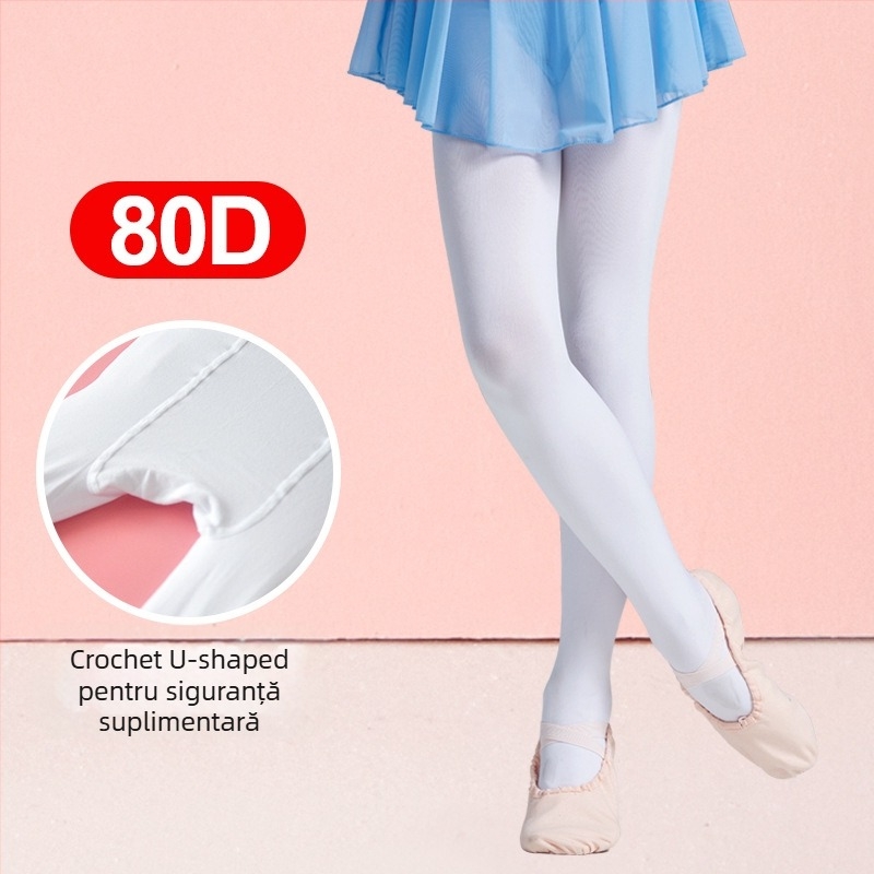 Colanți balet pentru copii cu aderență antiderapantă – respirabili, subțiri, elasticitate mare, amestec spandex-bumbac