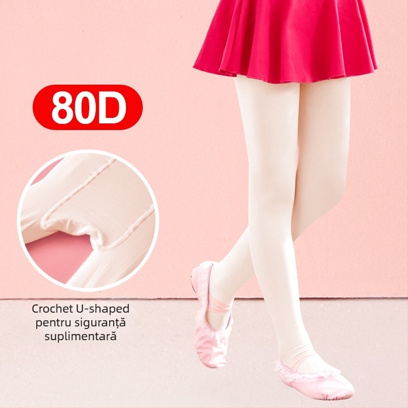 Colanți balet pentru copii cu aderență antiderapantă – respirabili, subțiri, elasticitate mare, amestec spandex-bumbac