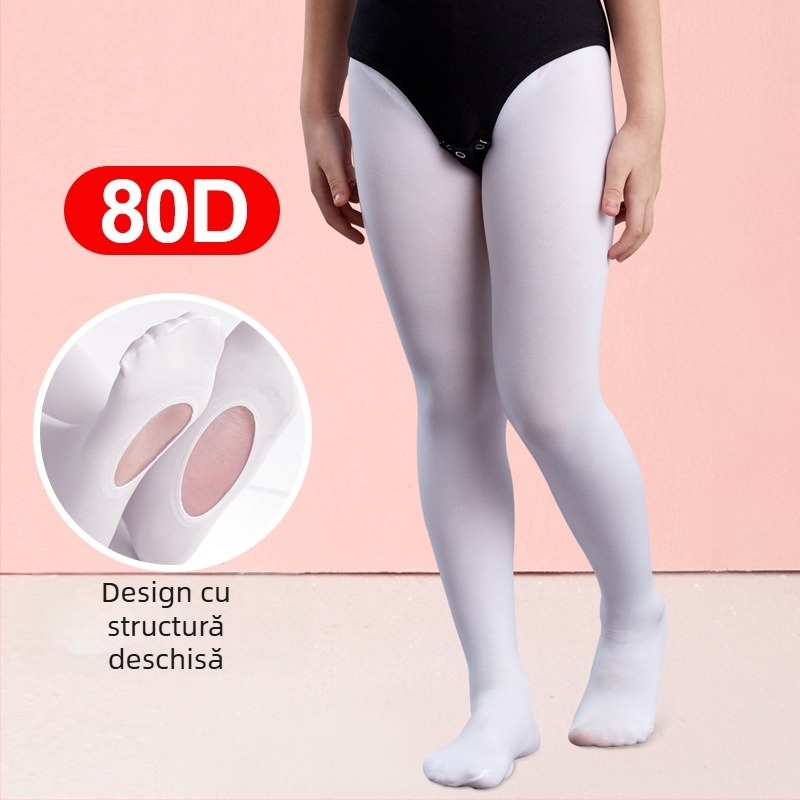Colanți balet pentru copii cu aderență antiderapantă – respirabili, subțiri, elasticitate mare, amestec spandex-bumbac