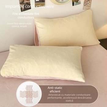 Set de lenjerie de pat din velur Milk Velvet, flanel – patru piese, vopsire reactiva, include husă de pilotă și cearșaf cu elastic