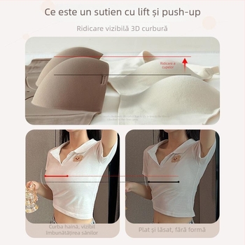 Sutien fara cusaturi pentru sâni mici, cu push-up pentru volum vizual, fara bretele, tip tub, sustinere confortabila