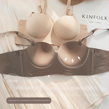 Sutien fara cusaturi pentru sâni mici, cu push-up pentru volum vizual, fara bretele, tip tub, sustinere confortabila