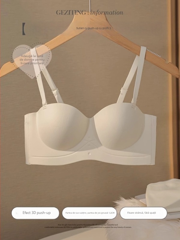 Sutien fara cusaturi pentru sâni mici, cu push-up pentru volum vizual, fara bretele, tip tub, sustinere confortabila