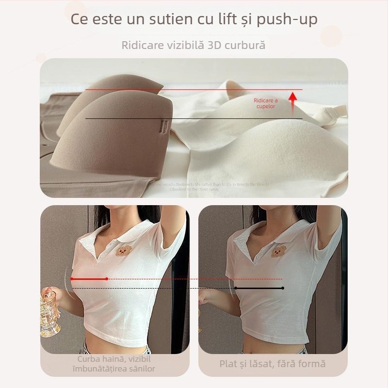 Sutien fara cusaturi pentru sâni mici, cu push-up pentru volum vizual, fara bretele, tip tub, sustinere confortabila