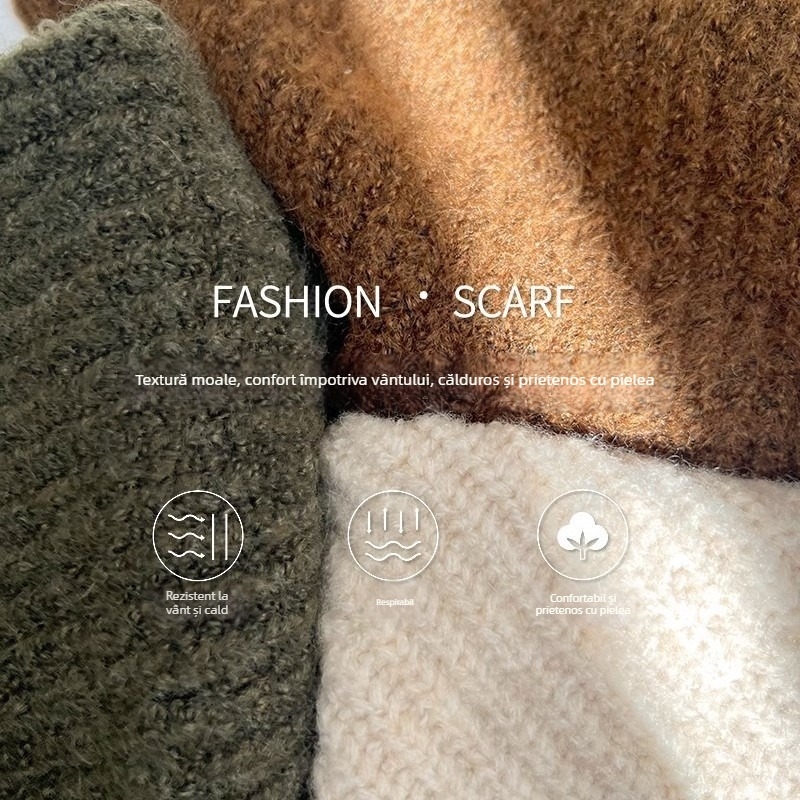 Pelerină de iarnă pentru femei, poliester-silk, tricot warp, guler înalt, model solid.