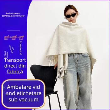 Fular din cașmir artificial, poliester, toamnă-iarnă, model monocrom, cald și rezistent la vânt
